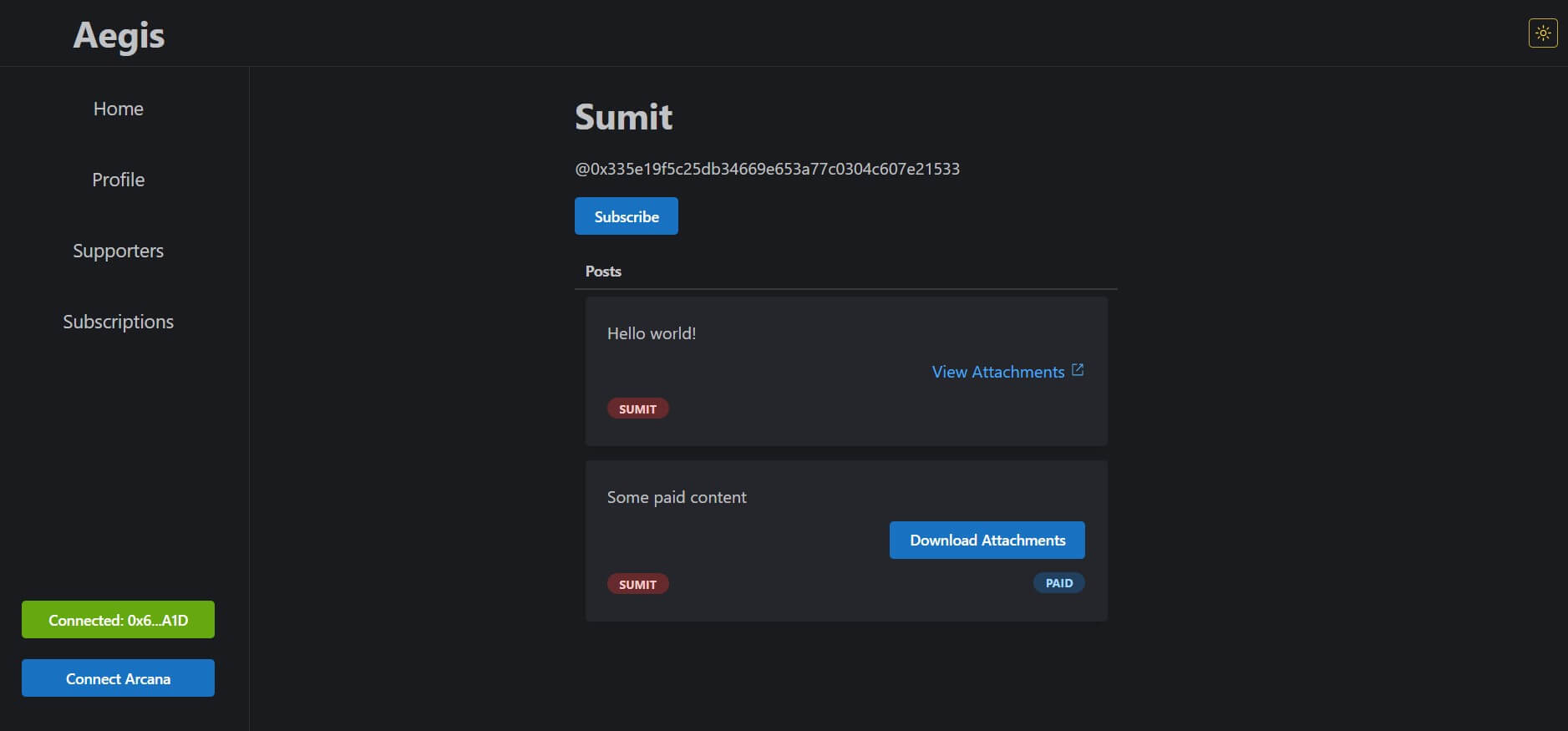 Aegis creator support platform interface
